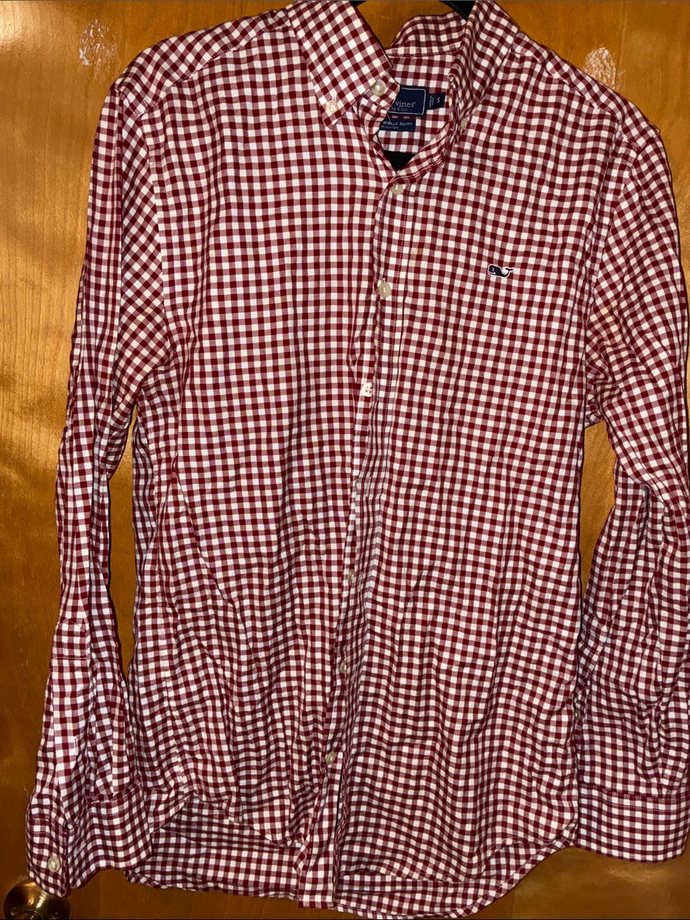 Vineyard Vines Red and White Gingham Button-Down Shirt S